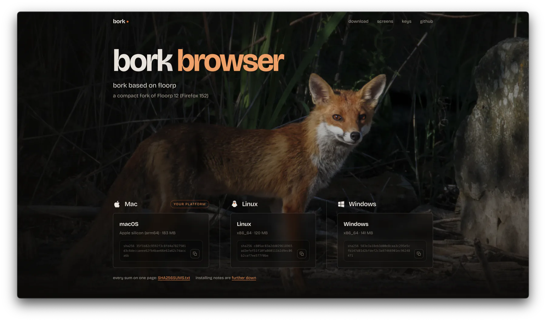 bork in zen mode showing a page edge to edge with no toolbars